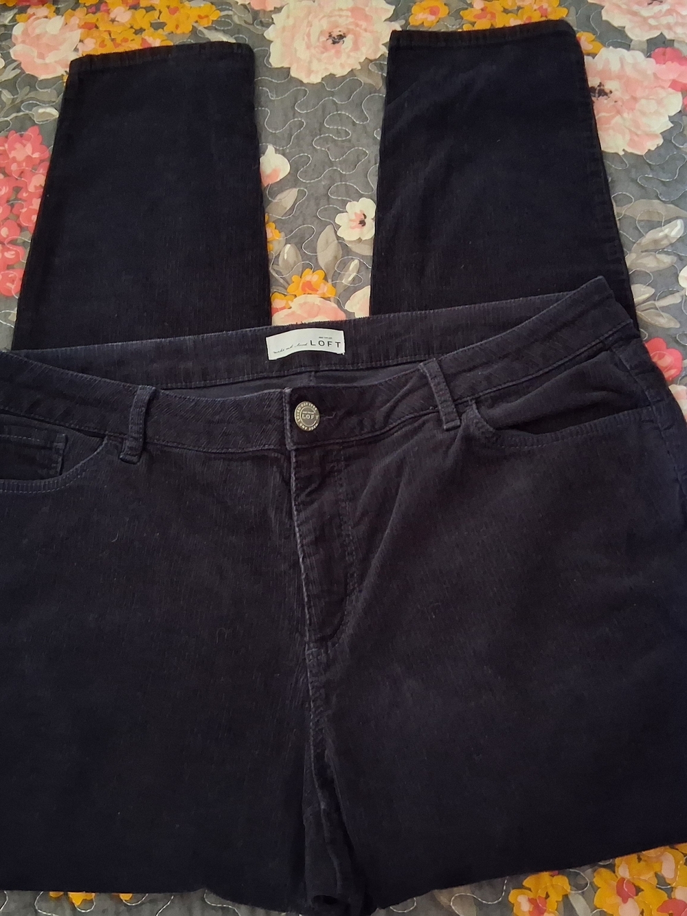 LOFT Women's Dark Navy Skinny Corduroy Jeans